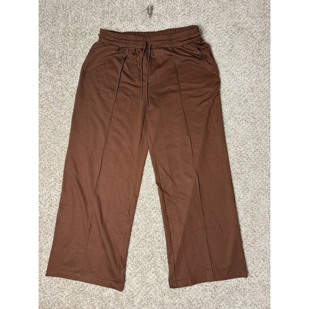Sunbs Brown Wide Leg Drawstring Lounge Pants Seam Detail 2XL NEW